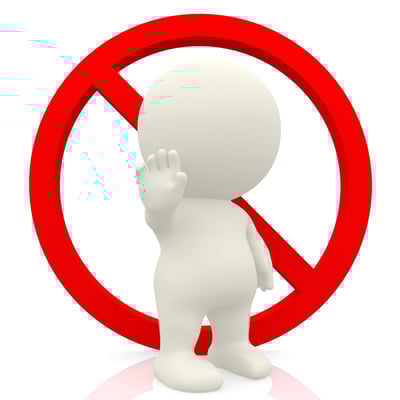 3D person making a stop sign with the hand - isolated over a white background